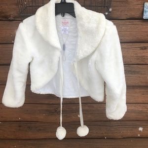 Furry white short jacket